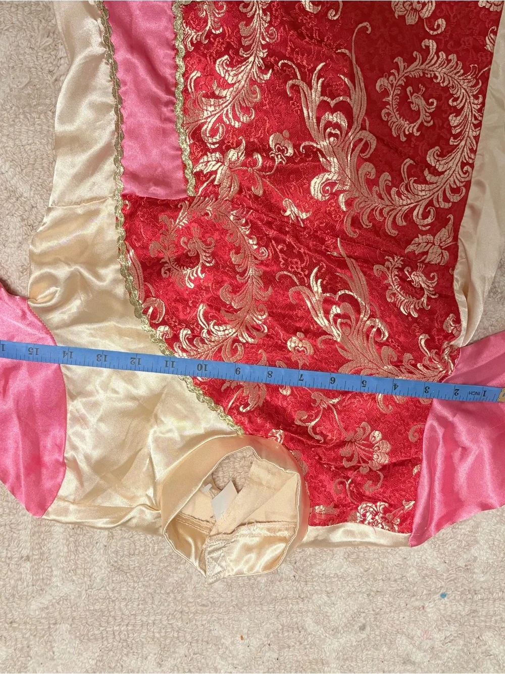 Elegant Cream & Pink Embroidered Long Dress- costume size 12